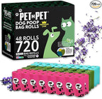 Pet N Pet 720 Counts Lavender Scented, Colorful Poop Bags for Dogs, 41% Plant Based & 59% PE Dog Poop Bags Rolls, Extra Thick Dog Waste Bag, Doggy Bag
