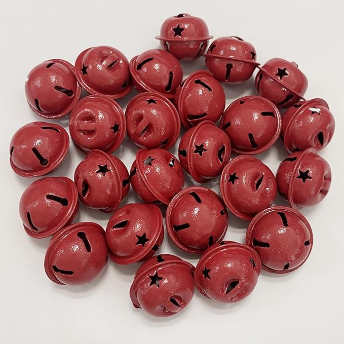 50Pcs Small Bells for Crafts, 1 Inch Jingle Bells Little Bells for Crafting Dog Training Doorbell Cat Collar Christmas Tree Wedding Decorations (Red)