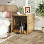 Wooden Puppy Crates for Small Dogs, Pinewood 30 inch Small Dog Crate Kennel Indoor Cage Furniture Heavy Duty, Pet House End Table for Bedroom, Living Room, Natural
