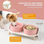 Elevated Ceramic Dog Bowl Set - Double Dog Feeding Bowls with Stand Splash Proof - Raised Dishes for Food and Water - Ideal for Small to Medium Dogs - 2 x 850 ml - 28.74 oz