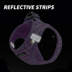 AIITLE Adjustable Dog Vest Harness Set – No-Pull Design, Plaid Print & Reflective Safety– Fits Poodles, Shih Tzus & Medium-Sized Dogs up to 38lbs (M, Purple)