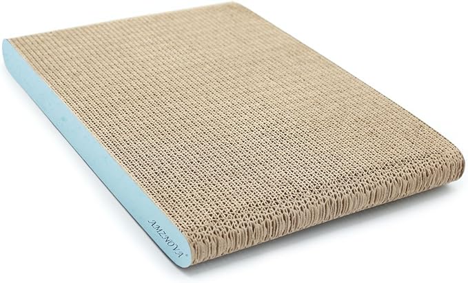 AMZNOVA Cat Scratcher Rescratch Cat Scratching Board, Scratching Pad with Catnip for Indoor, Flat Cardboard Scratcher Scratch Board for Kitten, Extra Wide, Baby Blue