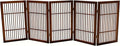 Urnporium Pet Dog Gate Freestanding, Strong Durable Folding Wooden Fence, Portable Acacia Hardwood Safety Barrier for Indoor & Outdoor Use (Brown Pet Gate, 5 Panel 30" Tall)