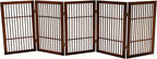 Urnporium Pet Dog Gate Freestanding, Strong Durable Folding Wooden Fence, Portable Acacia Hardwood Safety Barrier for Indoor & Outdoor Use (Brown Pet Gate, 5 Panel 30" Tall)