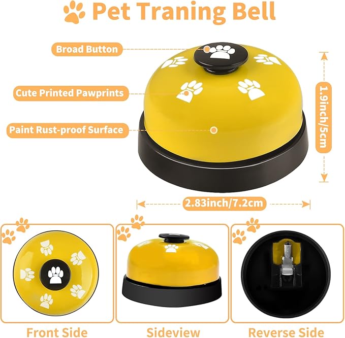 3 Pack Dog Doorbells, Pet Training Bells for Outside Potty Training and Communication, Bell for Dog Cat Puppy Interactive Toys (Yellow, 3 Pack)