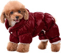AOFITEE Dog Winter Coat, Waterproof Dog Jacket, Fullbody Dogs Winter Coat Snowsuit, Windproof Puppy Puffer Jacket Snow Suit with Legs, Pet Fleece Vest Coats for Small Dogs, Christmas Red XXL