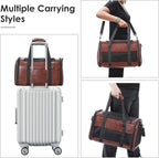 Fashion Dog Carrier Pet Carrier Airline Approved Cat Carrier for Small Dogs Cats Under 15 Lbs, Vegan Leather Collapsible Soft Sided Travel Puppy Carrier