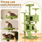 BestOffice 54 Inch Cat Tree, Multi-Level Cat Tower with Condo, Perches, Sisal Scratching Posts, Climbing Ladder,Indoor Activity Center Play House for Kittens & Adult Cats,Green