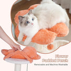 Flower Cat Tree 34" Scratching Post Small Cat Tower for Large Cats,Featuring with 15.7”Large Hammock, Removable Top Bed and Wide Condo for Indoor Cats-Beige