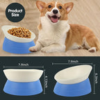 Bulldog Bowl Anti-Slip Dog Cat Dish Detachable Rubber Dog Bowl Pet Sterile Tilted Pet Feeder Slope Base (Blue, 3.5 Cup (Medium/Large Dog))