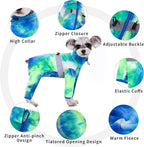 Dog Coat, Tie Dye - Blue Polar Fleece Jumpsuit for Small Medium Dogs, Winter Jacket, Reflective Onesies, Full Body Vest, Four-Legged Warm Clothes