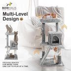 Tall Cat Tree for Indoor Large Cats or Kittens, Multi-Level Cat Activity Tree with Scratching Posts, Hammock, Cat Cave Condo, Modern Cute Small Cat Climbing Tower with Widened Perch