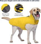 Dog Winter Coat, Waterproof Dog Jacket with Leash Hole, Reflective Adjustable Pet Snow Vest, Warm Fleece Sweater for Small Medium Large Dogs - Yellow, 3XL