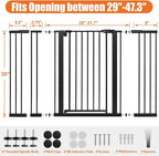 keny Extra Wide Baby Gate - Auto Close Safety Gate, Pressure Mounted, 29"-47.3", 30" Tall, Black