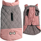 Reversible Dog Coats for Large Dogs Waterproof Warm Dog Jacket for Cold Winter,Pink and Grey XL