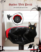 Gothic Cat Tree with Coffin Bed, Spooky Cat Tree with Black Scratching Posts & Halloween Cat Tower & Large Hammock for Small Kittens, Cat Toy Black Bat Included