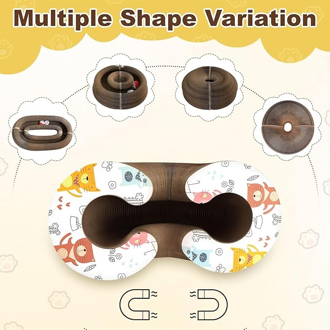 Cardboard Cat Toy, Flexible Magic Organ Cat Scratcher, Foldable & Reversible Cat Scratching Board Scratcher Pad, Interactive Cardboard Accordion Kitty Toy for Indoor Cats 2-Pack