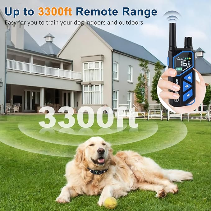 Remote Dog Training Collar Rechargeable IPX7 Waterproof with Beep Vibration & LED Flash Modes 3300ft Range for Small Medium Large Dogs