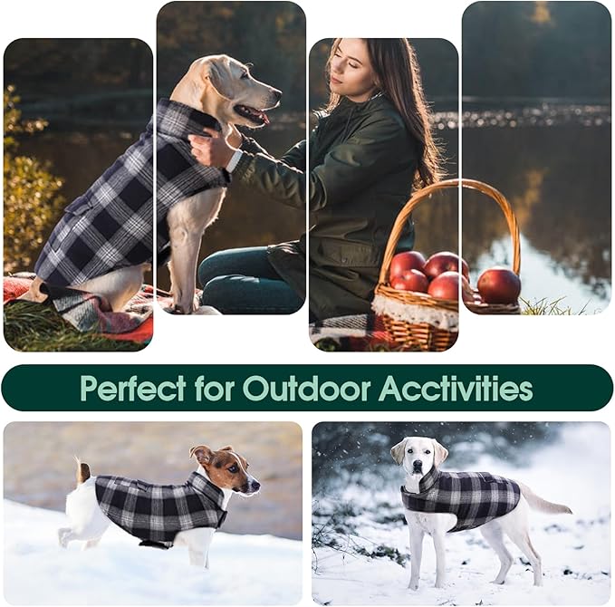 Kuoser Dog Winter Coat, Reversible Dog Jacket, Warm Doggie Coat British Style Puppy Cold Weather Vest, Windproof Pet Clothes Vest for Small Dogs, Blue S