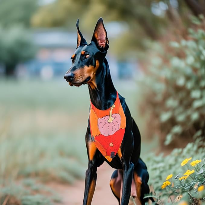 10PCS Large Dog Bandanas Fall for Medium Breed Dog Pumpin Harvest Leaves Forest Autumn Pattern Kerchief Triangle Bibs Head Scarves Boys and Girls Grooming Accessories Costume