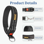 Mayerzon 1.5" Wide Martingale Collar for Large Medium Small Dogs Pitbull German Shepherd, No Pull Reflective Slip & Martingale Dog Collar with Buckle Soft Padded for Walking Training(Black,XL)