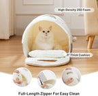 Cat Bed Cave for Indoor Cats - 2 in 1 Cat Hideaway Hut Fully Machine-Washable, Covered Kitten House Bed with Cushioned Pillow, Cute Small Pet Tent with Non-Slip Bottom, 15 Inches
