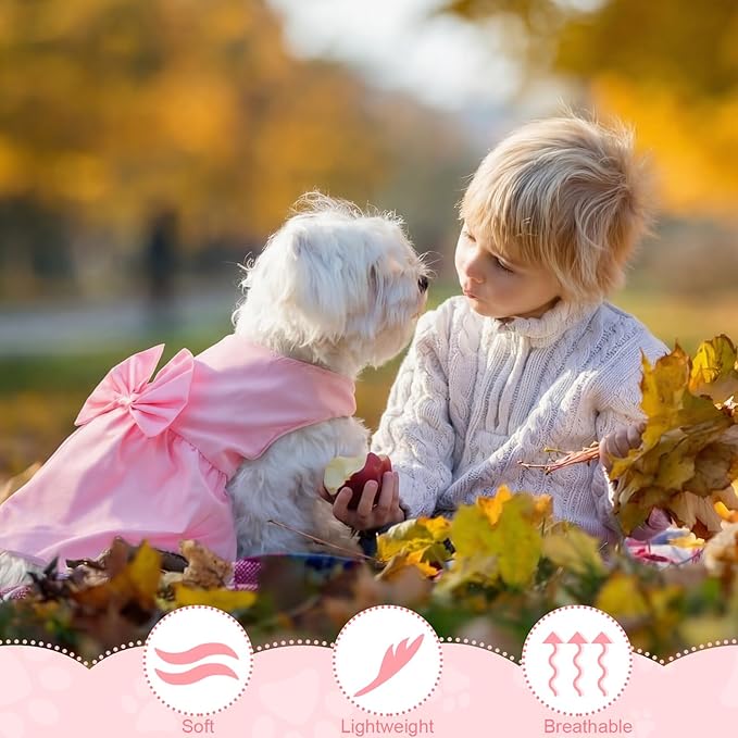 Sanwuta 8 Pieces Dog Dresses for Small Dogs Medium Puppy Clothes Girl Dog Outfit Cute Bowknot Pet Skirt Soft Lightweight Summer Apparel for Cats Puppies Party Wedding Photo Wear