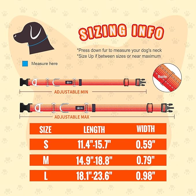 Martingale Collar for Dogs Large Medium Small Heavy Duty Buckle Dog Collar with Tag Ring Reflective Nylon Gradient Dog Collar No Pull Training Collar