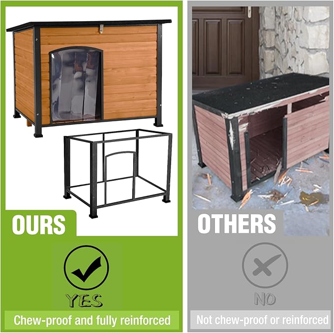 GUTINNEEN Dog House Outdoor, Heated Dog Shelter with Heating Pad, All-Round Insulated Liner, Chew-Proof Metal Frame, Weatherproof Dog Kennel for Winter (Fits Small, Medium, Large Dogs)