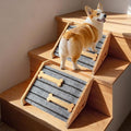2-Pack Wooden Pet Stair Ramp - Felt Surface with Non-Slip Ribs Natural Pine Wood Suitable for Small Medium Dogs, assists Senior Dogs and Injured Pets up and Provides a Safe Indoor Passageway.