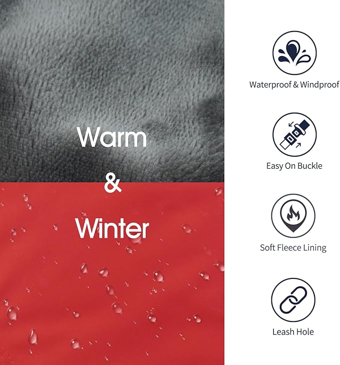 IECOii Extra Warm Dog Coat - Reflective Adjustable Jacket With Buckle Fleece Turtleneck for Cold Weather - Soft Winter Coat for Small Medium Extra Large Dogs