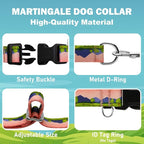 Martingale Collar for Dogs with Buckle No Pull Adjustable Nylon Limited Slip Training Dog Collars (Red Sunset, Large)
