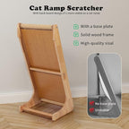 L Shaped Sisal Cat Scratcher - 28 Inch Cat Scratch Ramp for Indoor Cat use,Vertical Cat Scratching Post,Wooden Climbing Kitten/Cats Furniture(Large)