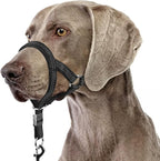BARKLESS Sturdy No Pull Head Collar for Medium Large Dogs, Gentle Reflective Head Halter with Safety Link, Adjustable Nylon Dog Training Muzzle Leash for Walking Control (Black, L)