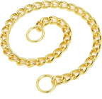 Mogoko Stainless Steel Dog Choke Chain Collar, Puppy Metal P Chain Slip Collar Pet Training Walking Choker(Gold; 3.5mm;22.0 Inch)
