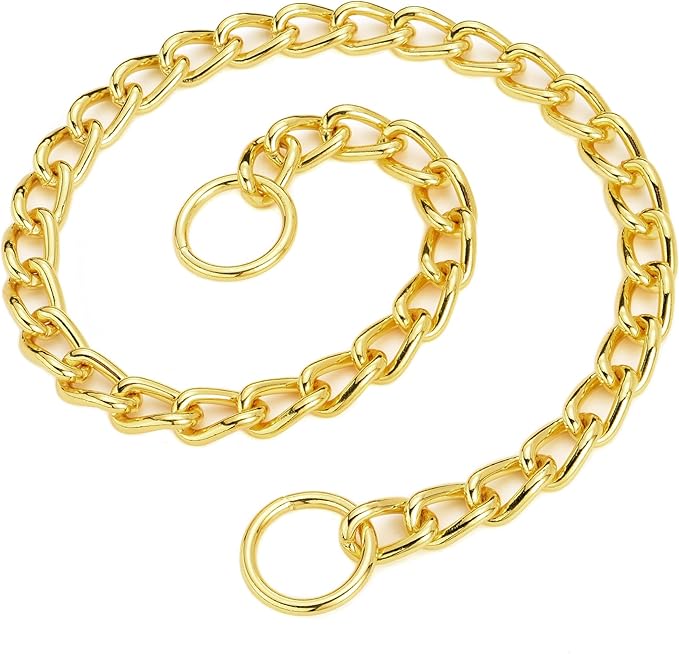 Mogoko Stainless Steel Dog Choke Chain Collar, Puppy Metal P Chain Slip Collar Pet Training Walking Choker(Gold; 3.0mm;20.0 Inch)