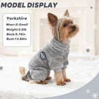 Fleece Dog Pajamas Winter Warm Dog Sweater for Small Dogs Thermal Soft Puppy Pjs Coat Stretchy Jumpsuit Doggie Pet Clothes Outfits Cat Apparel (Grey, Small)