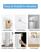 Retractable Baby Gate for Doorways and Stairs, Mesh Safety Gate for Pet, Indoor & Outdoor Use, One-Hand Operation, Easy Installation, 33.6" Tall, Expands to 71" Wide（White,33.6"x71"）