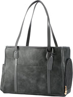 Stylish Dog Purse Carrier, Leather Pet Carrier Bag for Small Dogs Cats Puppy, Airline Approved Soft-Sided Carrier Grey