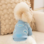 Winter Dog Sweater with Heart Shaped Pearl Decoration Thick Puppy Sweater for Small Dogs Pet Coat Dog Birthday