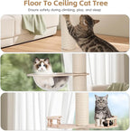 FANKNS Floor to Ceiling Cat Tree Height (110-118 inches), 5-Tier Adjustable, Three-Bolt Stabilized Cat Tower with 6 Thickened Scratching Posts, Cat Activity Center Includes Transparent Capsule House