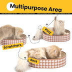 Oval Cat Scratcher Bed, 2-in-1 Cat Scratching Board, Natural Corrugated Cardboard Scratch Pad Lounge, Sealed Base Traps Debris,No Assembly Kitty Furniture,Stylish Colors Blends Any Home Decor