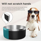 Dog Bowl, Stainless Steel Dog Food and Water Bowl with Non Slip Quiet Bottom, Easy to Clean, Dishwasher Safe, 64oz, Black