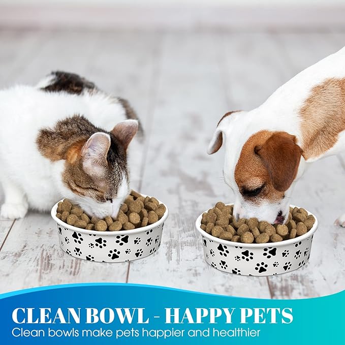 30 Pieces Disposable Dog Bowls 16 oz Small Pet Feeding with Printed Pattern Dishes for Small Pet Paper Food Travel Bowls for Feeding Dogs and Cats Puppies Dry Wet Food Water