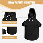 Dog Sweaters for Large Dogs,Dog Hoodie,Warm Fleece Sweatshirt with Hood & Pocket,Leash Hole,Cozy Cold Weather Pet Clothes Sweater Hoodie for Large Dogs(Black,L)
