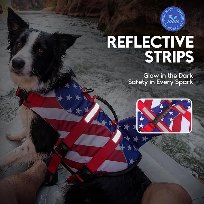 ASENKU Dog Life Jacket - Pet Safety Vest for Swimming & Boating, Shark Life Jacket with Floatation, Dog Lifesavers Swimsuits for Small Medium Large Dogs (RedFlag, L)
