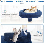 Cat Tree 36 Inch Cat Tower for Indoor Cats with Scratching Post,Padded Perch,Hanging Toys for Kittens & Adult Cats,Beige (Navy Blue)