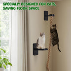 Weysat Cat Tree with 2 x 59.1 Inch Climbing Rope Wall Mounted Cat Climbing Tower Toy with Scratching Post Kitten Rope Ladder with Jumping Platform Wall Steps for Playing and Rest(Black,Classic)