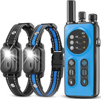 Dog Shock Collar 2 Dogs, 3300ft Dog Training Collar with Remote, Real-time Dual-Channel Remote with 3 Training Modes, Beep, Vibration, Safety Shock, Light, Fits 8-120 lbs All Breeds Sizes - Blue