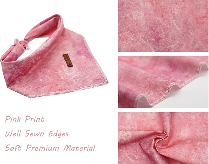 Elegant Little Tail Pink Dog Bandana, Soft Adjustable Square Kerchief for Small Large Dogs